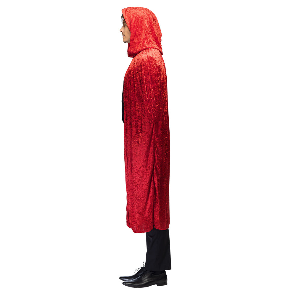 Cape de Vampire Rouge Velours avec Capuche - Déguisement Adulte