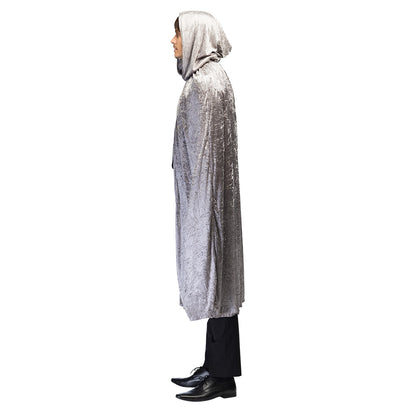 Cape de Vampire Velours Gris avec Capuche - Déguisement Adulte