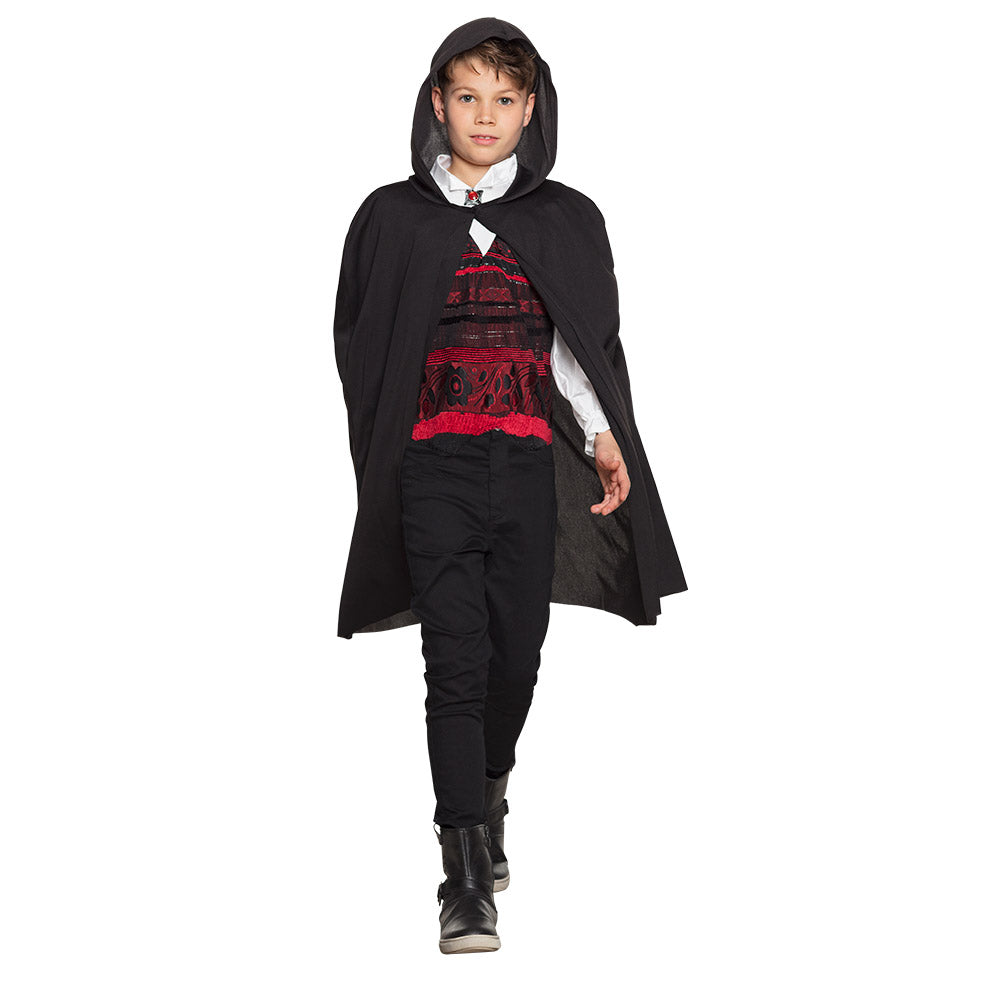 Cape Vampire Enfant Noire avec Motif Rouge - Déguisement Halloween