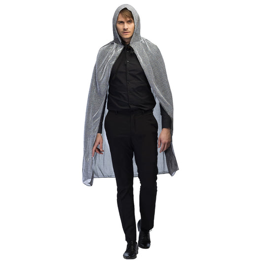 Cape Grise à Capuche Médiévale - Costume Magicien Fantôme
