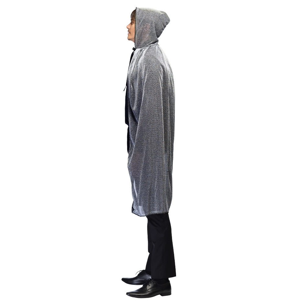 Cape Grise à Capuche Médiévale - Costume Magicien Fantôme