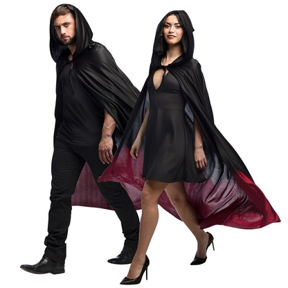 Cape Noire et Rouge Vampire Halloween - Déguisement Adulte