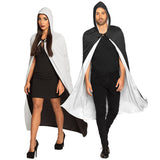 Cape à Capuche Réversible Noir et Blanc - Déguisement Adulte