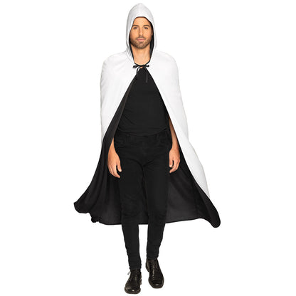 Cape à Capuche Réversible Noir et Blanc - Déguisement Adulte