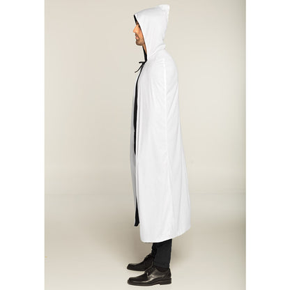 Cape à Capuche Réversible Noir et Blanc - Déguisement Adulte
