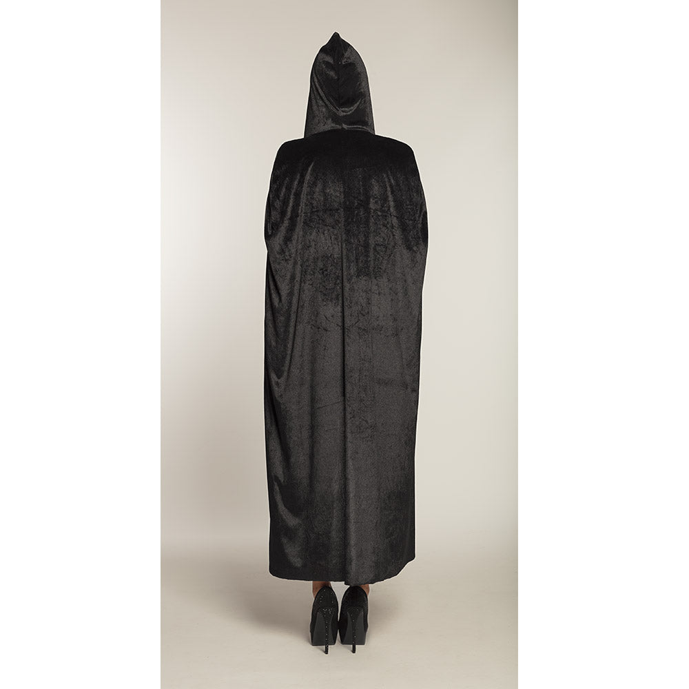 Cape à Capuche Noire Velours - Déguisement Magicien Sorcier