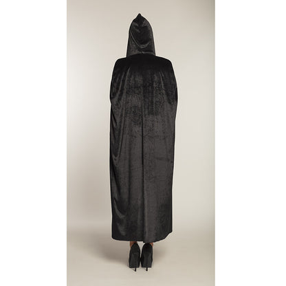 Cape à Capuche Noire Velours - Déguisement Magicien Sorcier