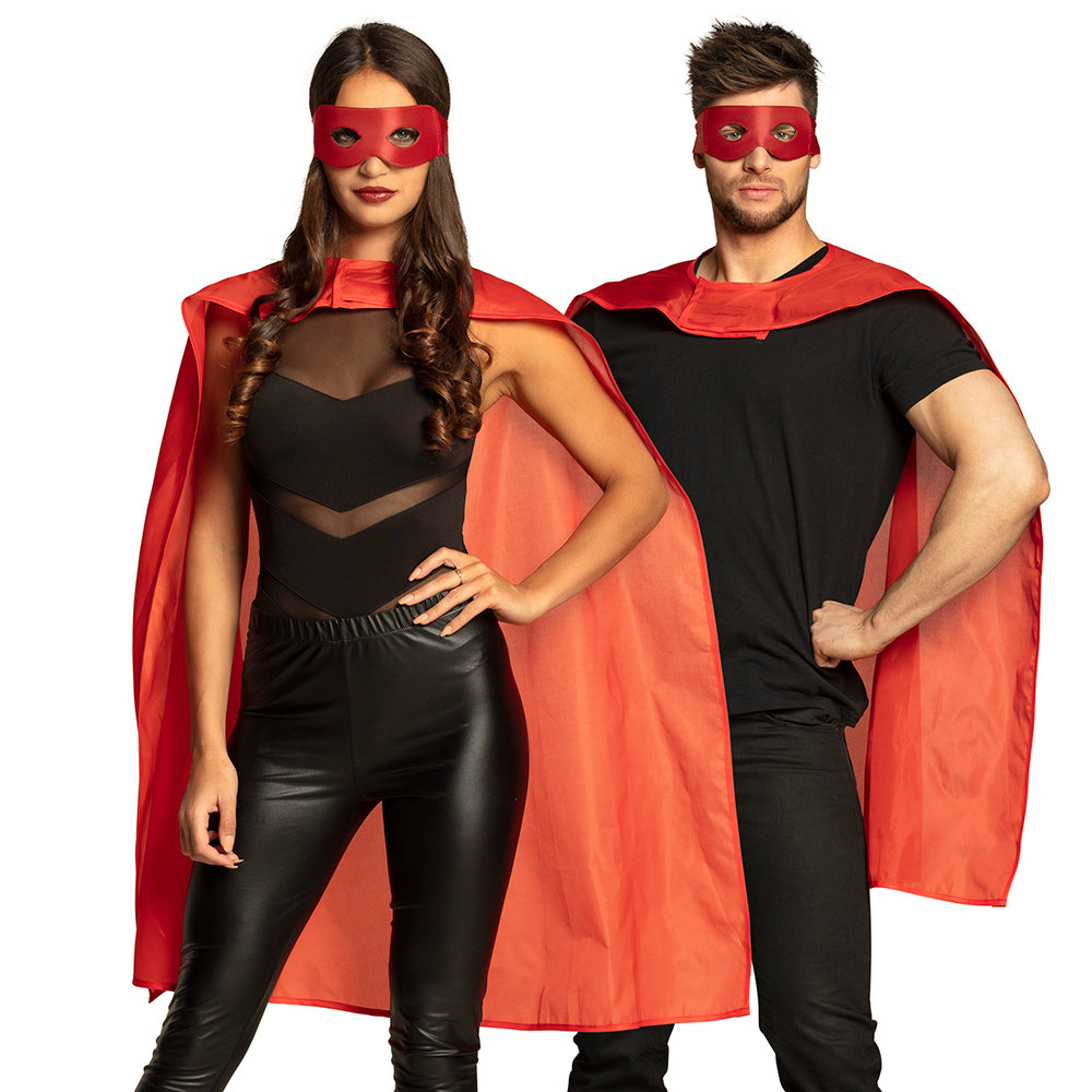 Cape et Masque de Superhéros Rouge - Déguisement Adulte et Enfant