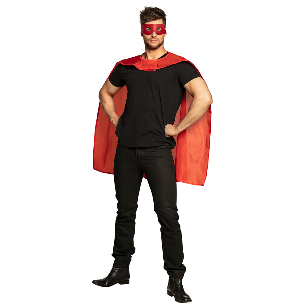 Cape et Masque de Superhéros Rouge - Déguisement Adulte et Enfant