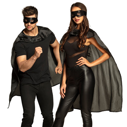 Kit Superhéros Noir Cape et Masque Adulte Unisexe
