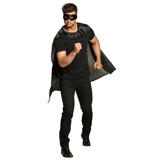 Kit Superhéros Noir Cape et Masque Adulte Unisexe