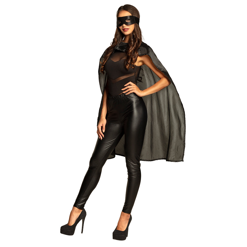 Kit Superhéros Noir Cape et Masque Adulte Unisexe