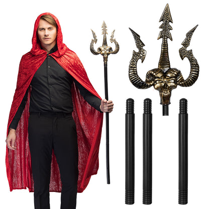 Déguisement Diable Démon avec Trident - Cape Rouge & Accessoires