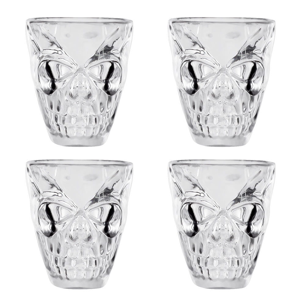 Lot 4 Verres à Shots Tête de Mort Cristal - Accessoire Party