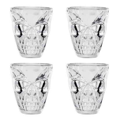 Lot 4 Verres à Shots Tête de Mort Cristal - Accessoire Party