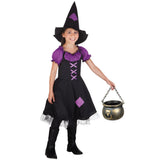 Costume Sorcière Enfant Noir et Violet avec Chapeau Pointu