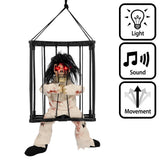Prisonnier Squelette Animé en Cage - Décoration Halloween