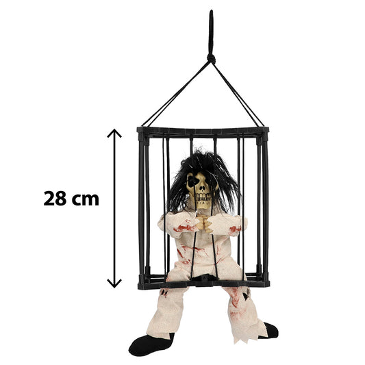 Prisonnier Squelette Animé en Cage - Décoration Halloween