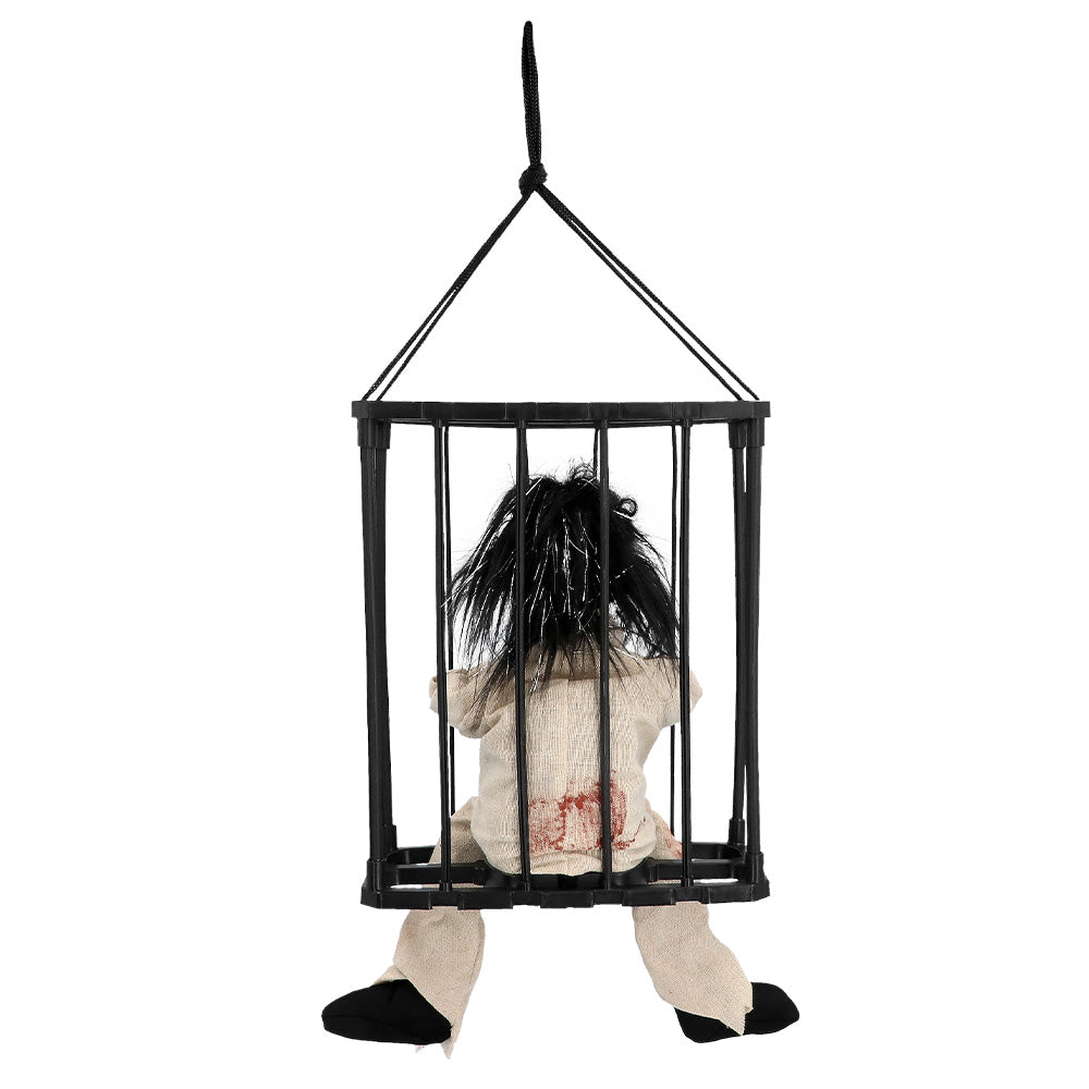 Prisonnier Squelette Animé en Cage - Décoration Halloween