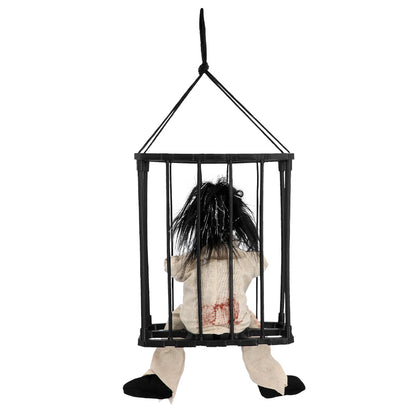 Prisonnier Squelette Animé en Cage - Décoration Halloween