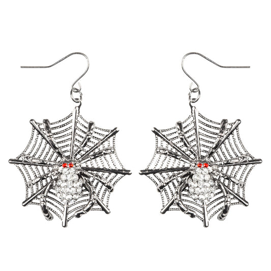 Boucles d'oreilles Araignée Halloween - Toile Paillettes