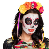 Serre-tête Fleurs Skull Halloween - Accessoire Dia de Muertos
