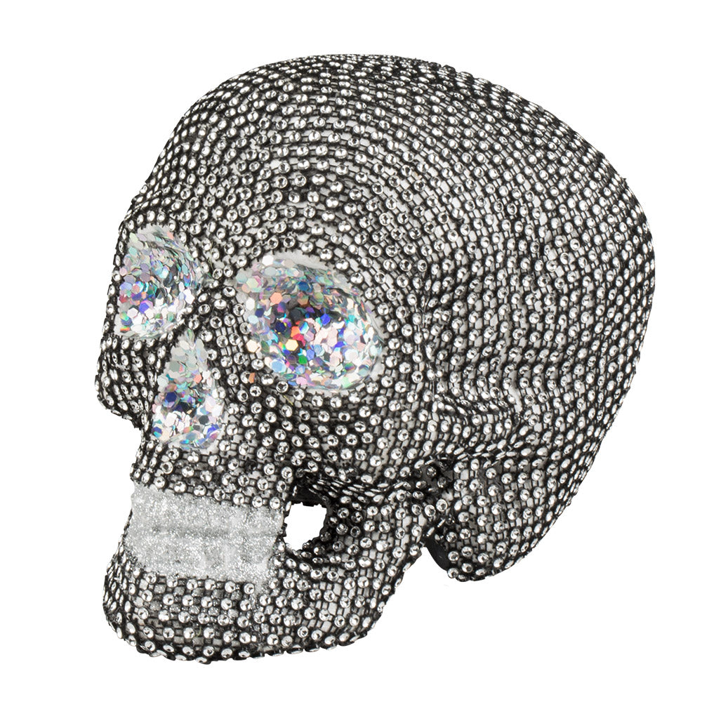 Crâne Scintillant Halloween - Décoration Paillettes Argentées