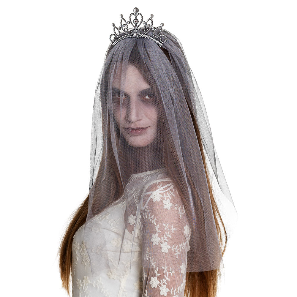 Tiare Strass Reine avec Voile Blanc Long Mariage