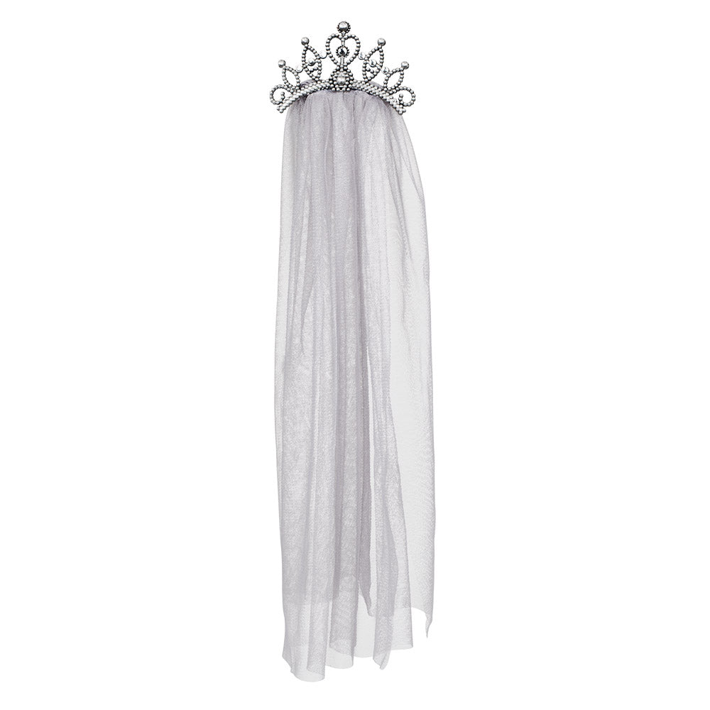 Tiare Strass Reine avec Voile Blanc Long Mariage