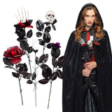 Cape Vampire Gothique Noire avec Roses et Crânes - Déguisement Adulte