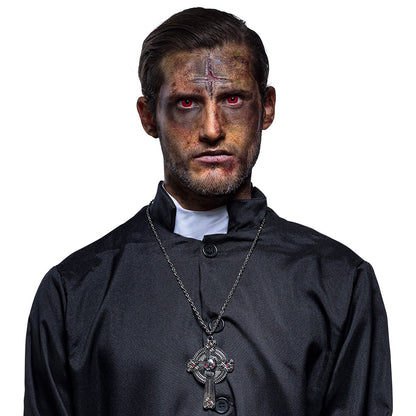 Pendentif Croix Gothique Skull Chaîne Metal - Accessoire Vampire