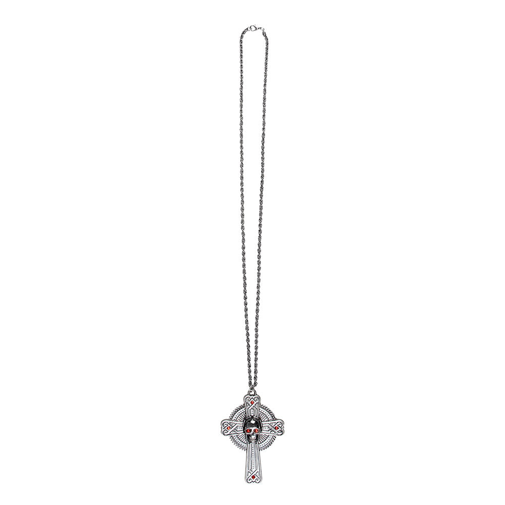 Pendentif Croix Gothique Skull Chaîne Metal - Accessoire Vampire