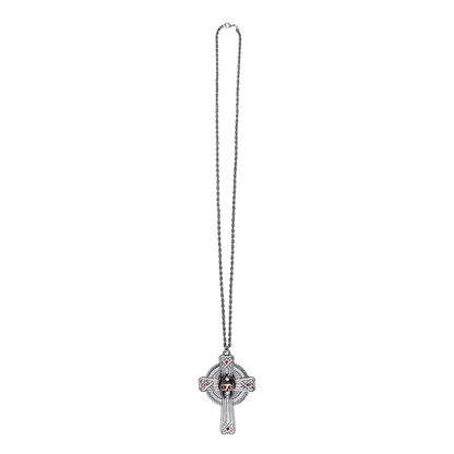 Pendentif Croix Gothique Skull Chaîne Metal - Accessoire Vampire