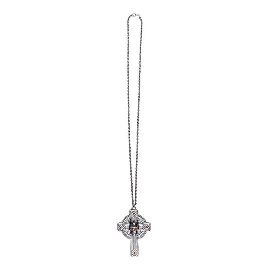 Pendentif Croix Gothique Skull Chaîne Metal - Accessoire Vampire