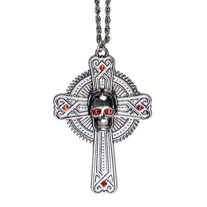 Pendentif Croix Gothique Skull Chaîne Metal - Accessoire Vampire