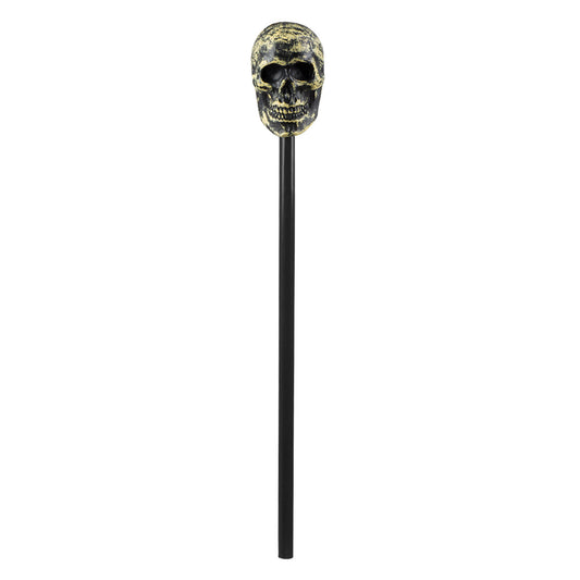 Canne avec Tête de Mort Dorée - Accessoire Déguisement Gothic