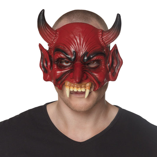 Masque Diable Cornes Crochets avec Canines - Déguisement