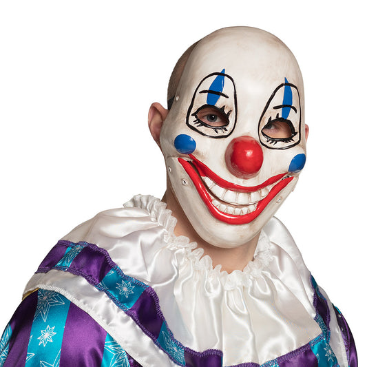 Masque Clown Terrifiant - Latex Blanc Sourire Rouge