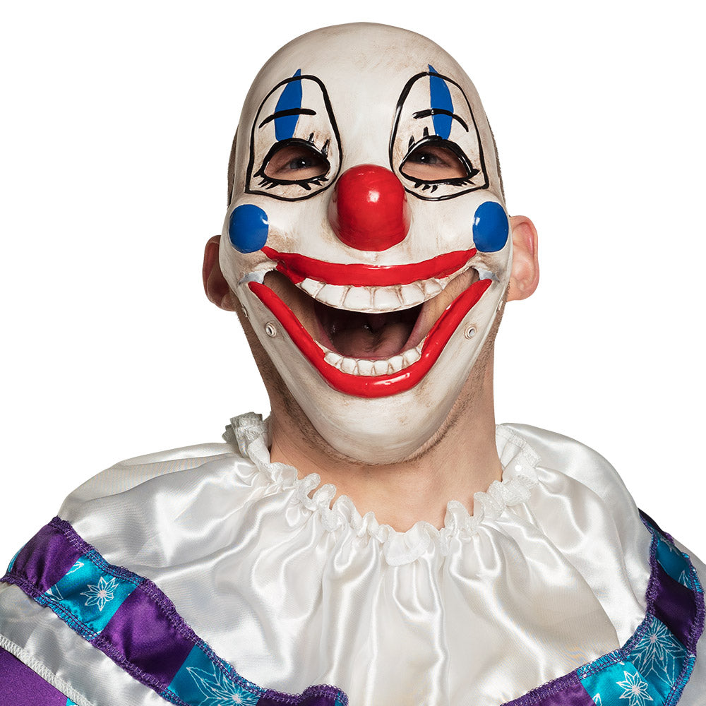 Masque Clown Terrifiant - Latex Blanc Sourire Rouge