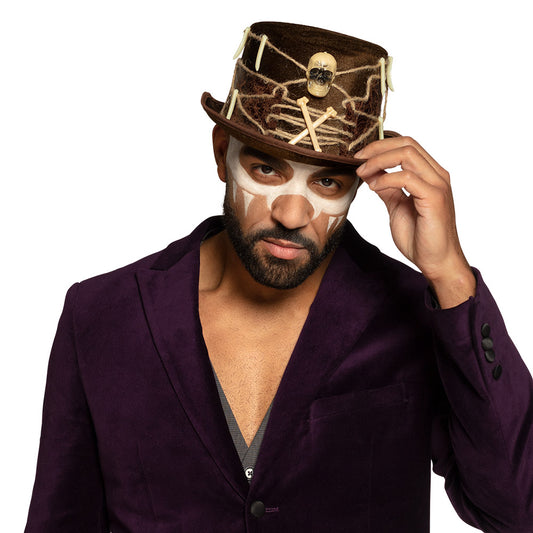 Haut-de-forme Squelette Halloween - Accessoire Déguisement Pirate