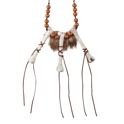 Collier Tribal Os et Perles Marron - Accessoire Déguisement