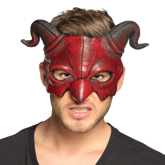 Masque Diable Cornes Rouges - Déguisement Démon Halloween