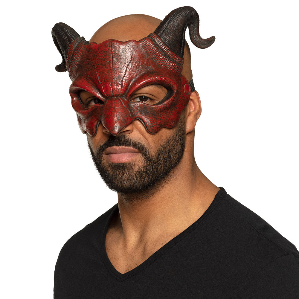 Masque Diable Cornes Rouges - Déguisement Démon Halloween