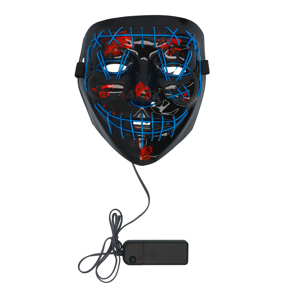 Masque LED Néon Smiley - 3 Modes Lumineux Bleu et Rouge