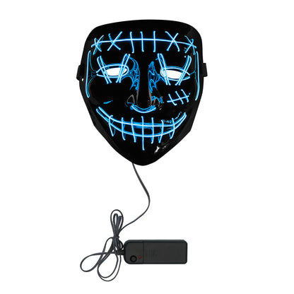Masque LED Néon Smiley - 3 Modes Lumineux Bleu et Rouge