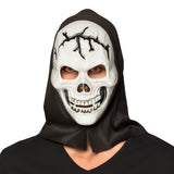 Masque Crâne Blanc avec Capuche Noire - Déguisement Halloween