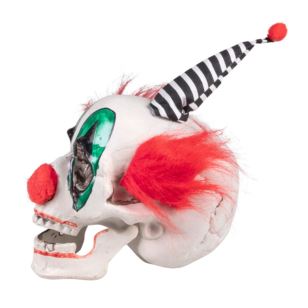 Masque Clown Terrifiant avec Chapeau Rayé et Cheveux Rouges