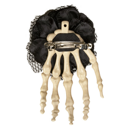 Barrette Squelette Noire avec Os Halloween - Accessoire Cheveux