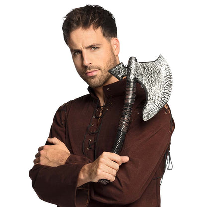 Hache Médiévale Viking avec Manche Cuir - Accessoire Guerrier