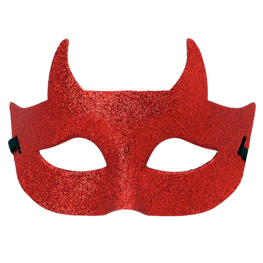 Masque Loup Paillettes Rouge Diable - Accessoire Déguisement Adulte